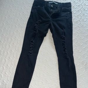 Black ripped jean leggings